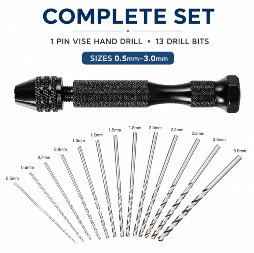 26-Piece Pin Vise Hand Drill & Micro Drill Bit Set | TIKA