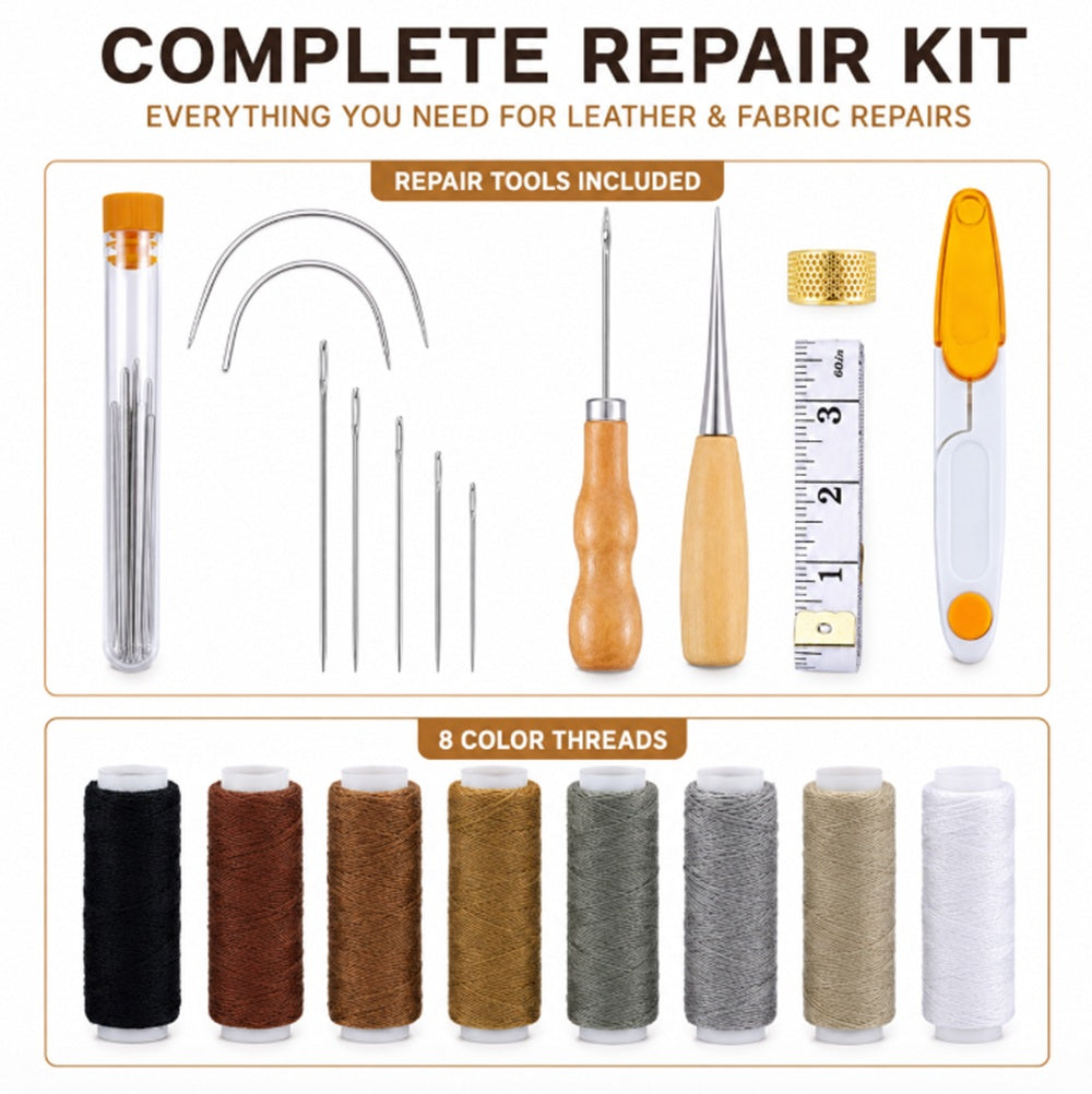 29-Piece Leather Craft Tool Kit with Groover & Awl | TIKA