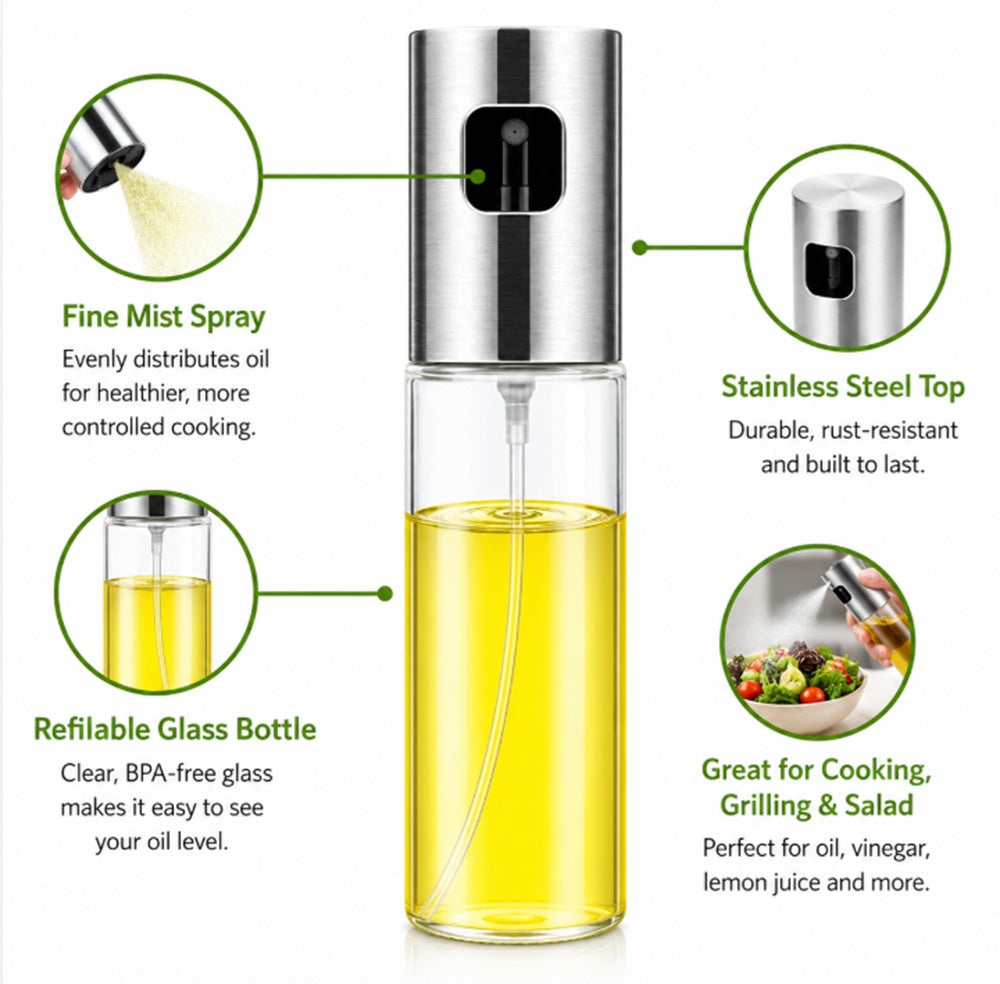 Stainless Steel Olive Oil Sprayer Mister for Cooking & BBQ | TIKA