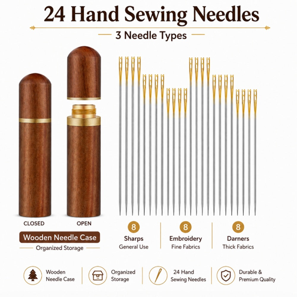 24-Pack Self-Threading Sewing Needles with Case | TIKA