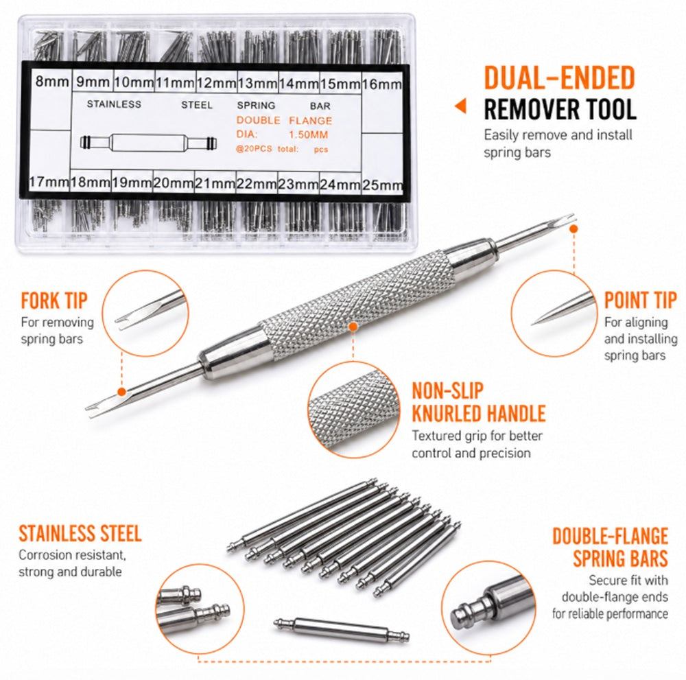 360-Piece Watch Band Spring Bar Kit with Remover | TIKA