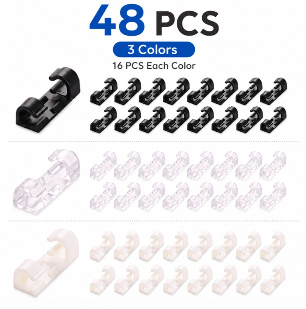 48-Pack Self-Adhesive Cable Organizer Clips | TIKA