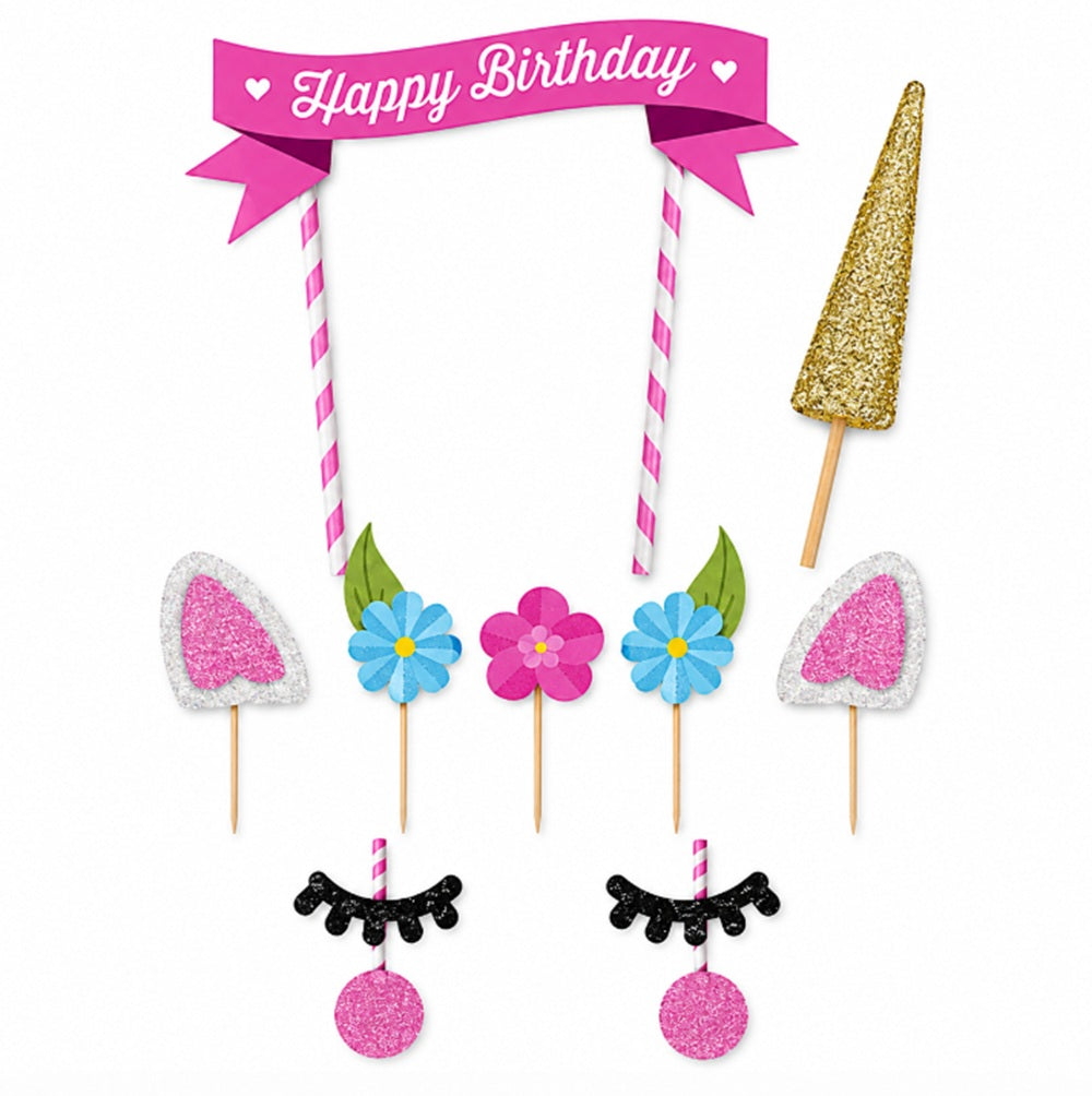 Unicorn & Rainbow Cake Topper Set for Birthdays | TIKA
