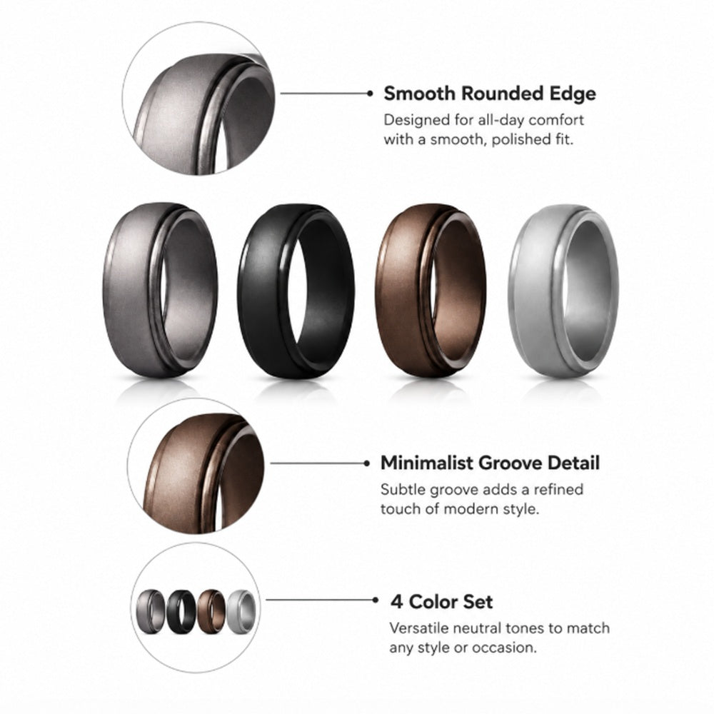 4-Pack Silicone Wedding Rings for Men & Women | TIKA
