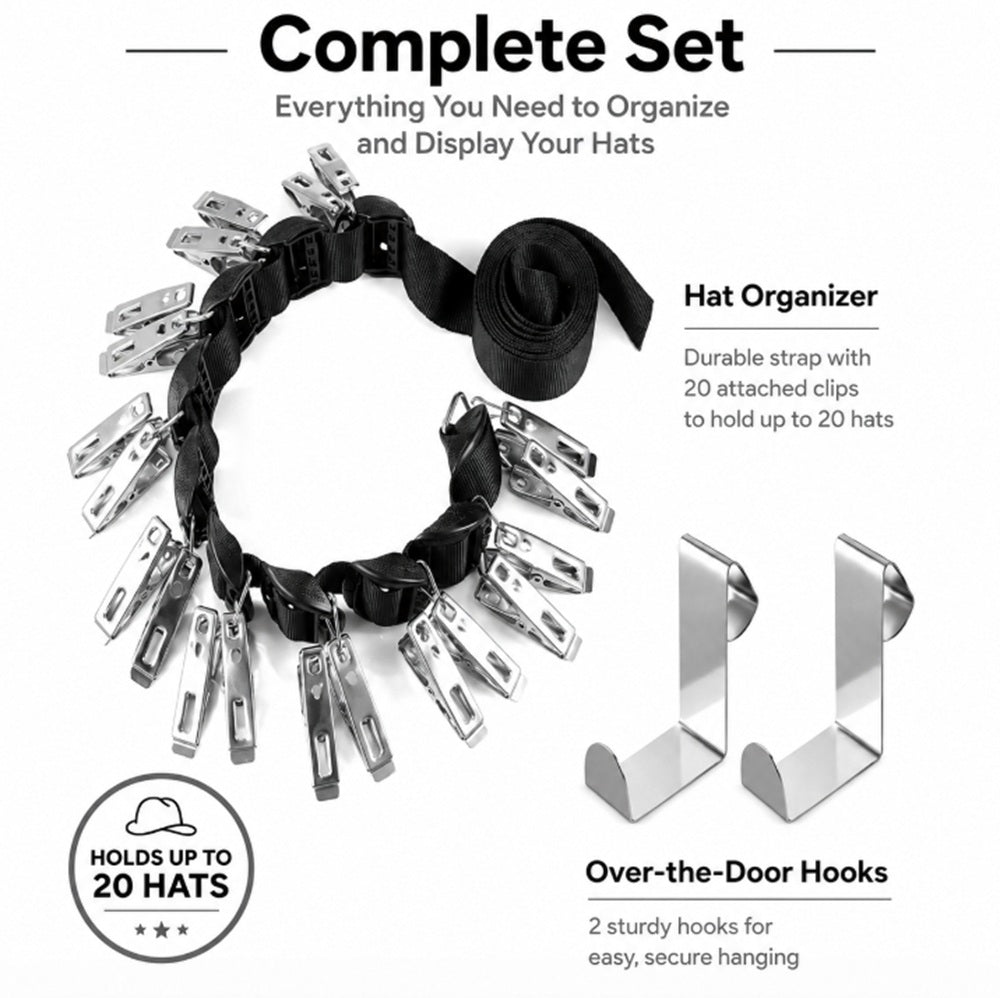 20-Hook Wall & Door Hat Rack Organizer | TIKA