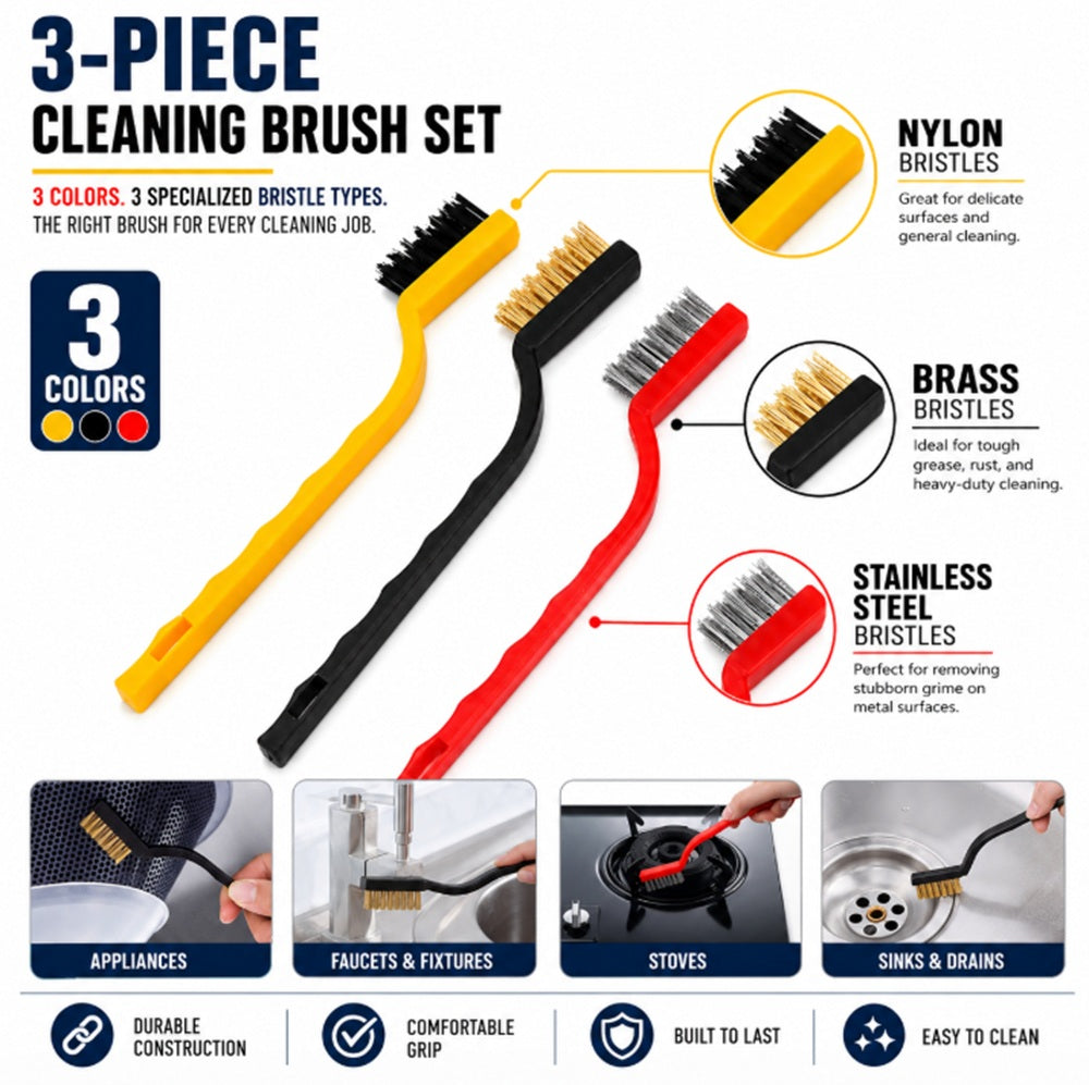 3-Pack Wire Gas Stove Cleaning Brushes | TIKA