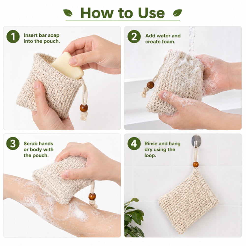 4-Pack Natural Sisal Soap Saver Bags | TIKA