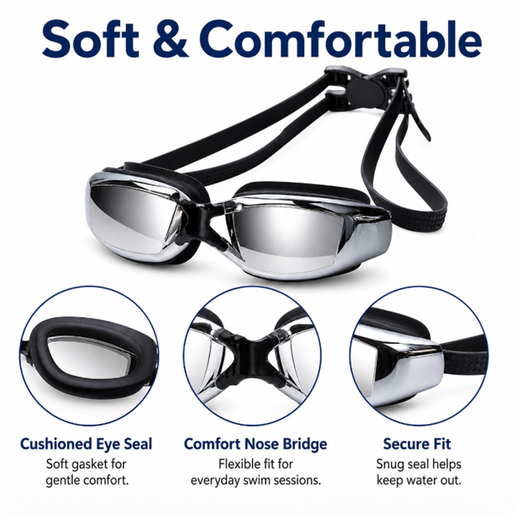 Mirrored Swim Goggles with Anti-Fog & UV Protection | TIKA