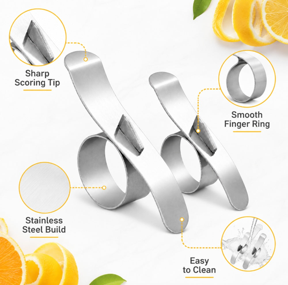 2-Pack Stainless Steel Citrus Peeler Tools for Oranges & Lemons | TIKA