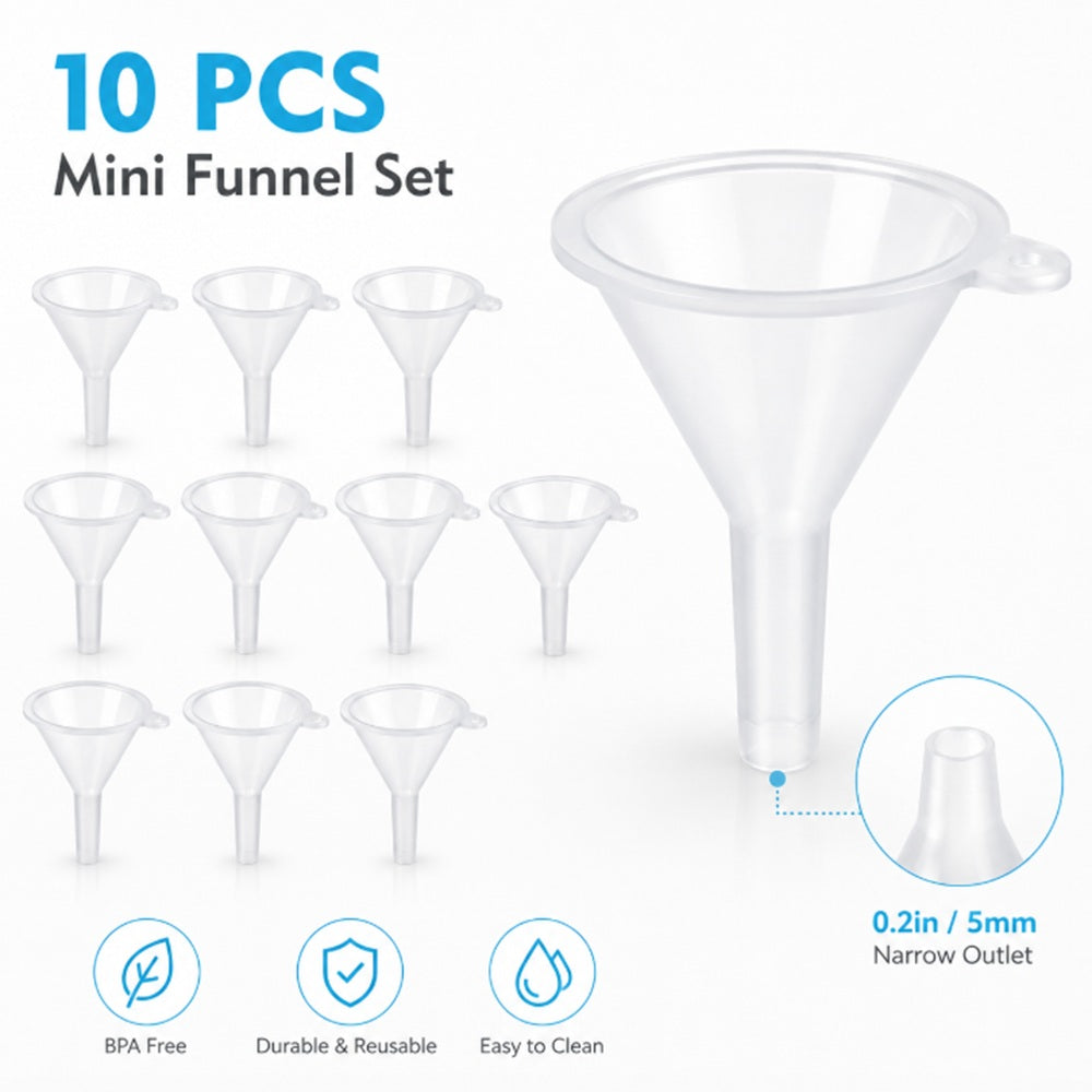 10-Pack Mini Plastic Funnels for Perfume & Oils | TIKA