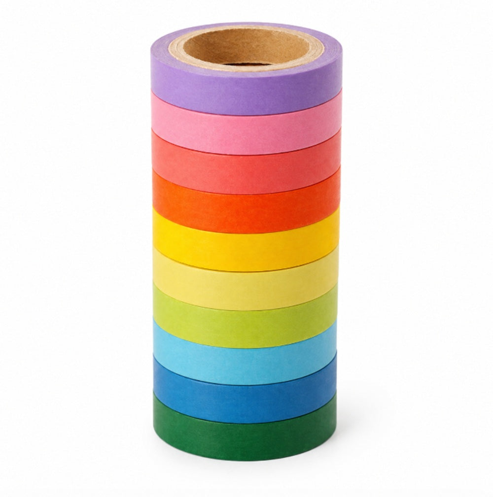 10-Roll Rainbow Writable Washi Tape Set | TIKA