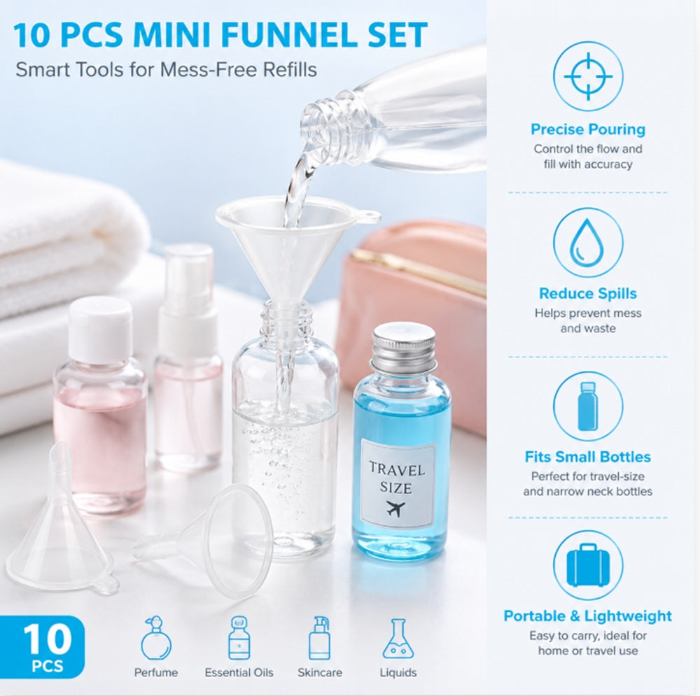 10-Pack Mini Plastic Funnels for Perfume & Oils | TIKA