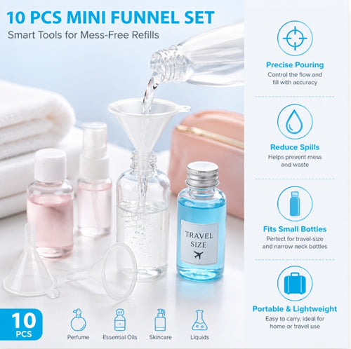 10-Pack Mini Plastic Funnels for Perfume & Oils | TIKA