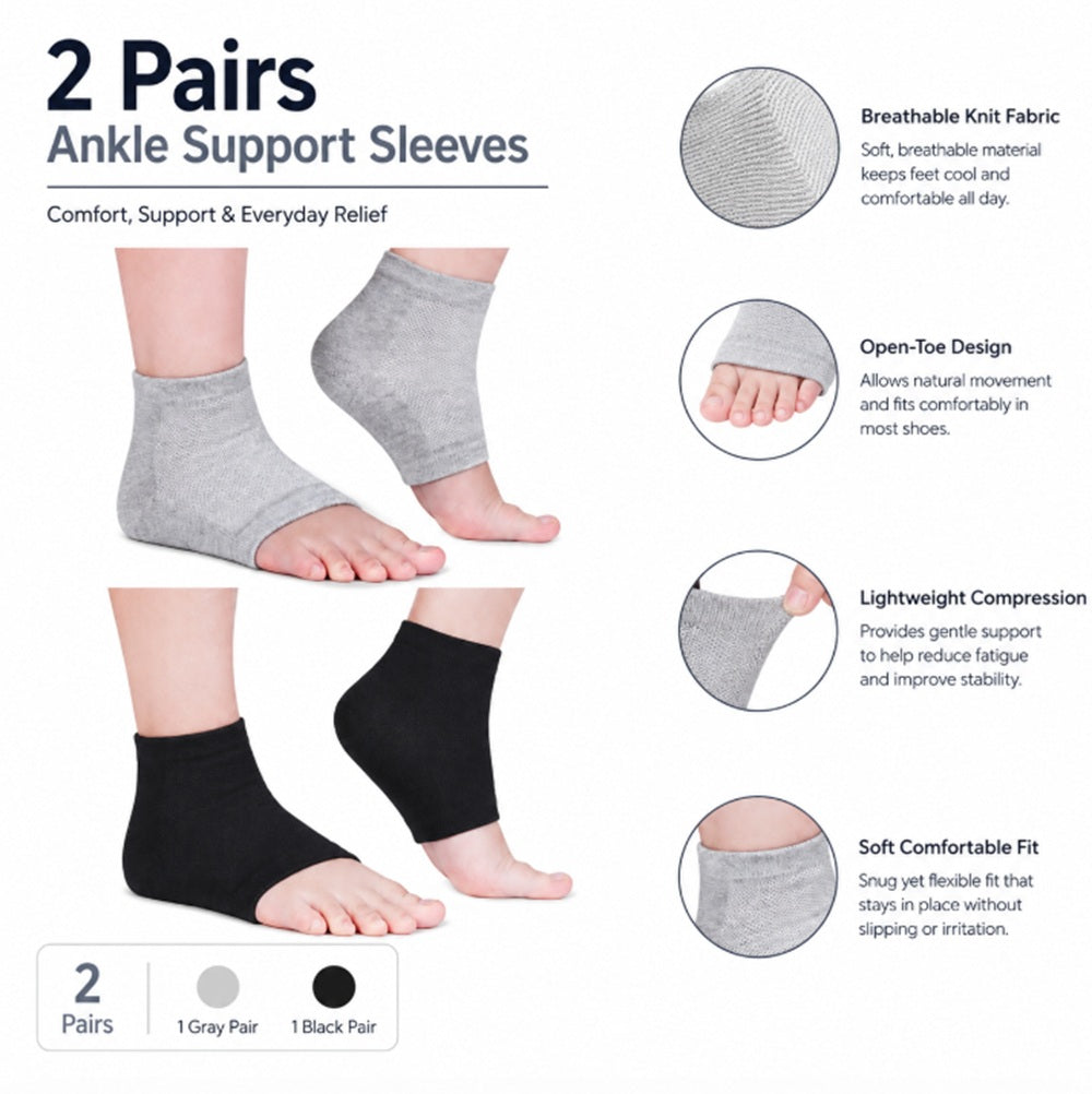 2-Pair Gel-Lined Open-Toe Heel Socks | TIKA