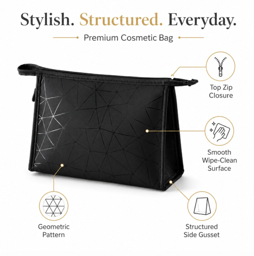 PU Leather Zipper Makeup Bag & Travel Cosmetic Pouch | TIKA