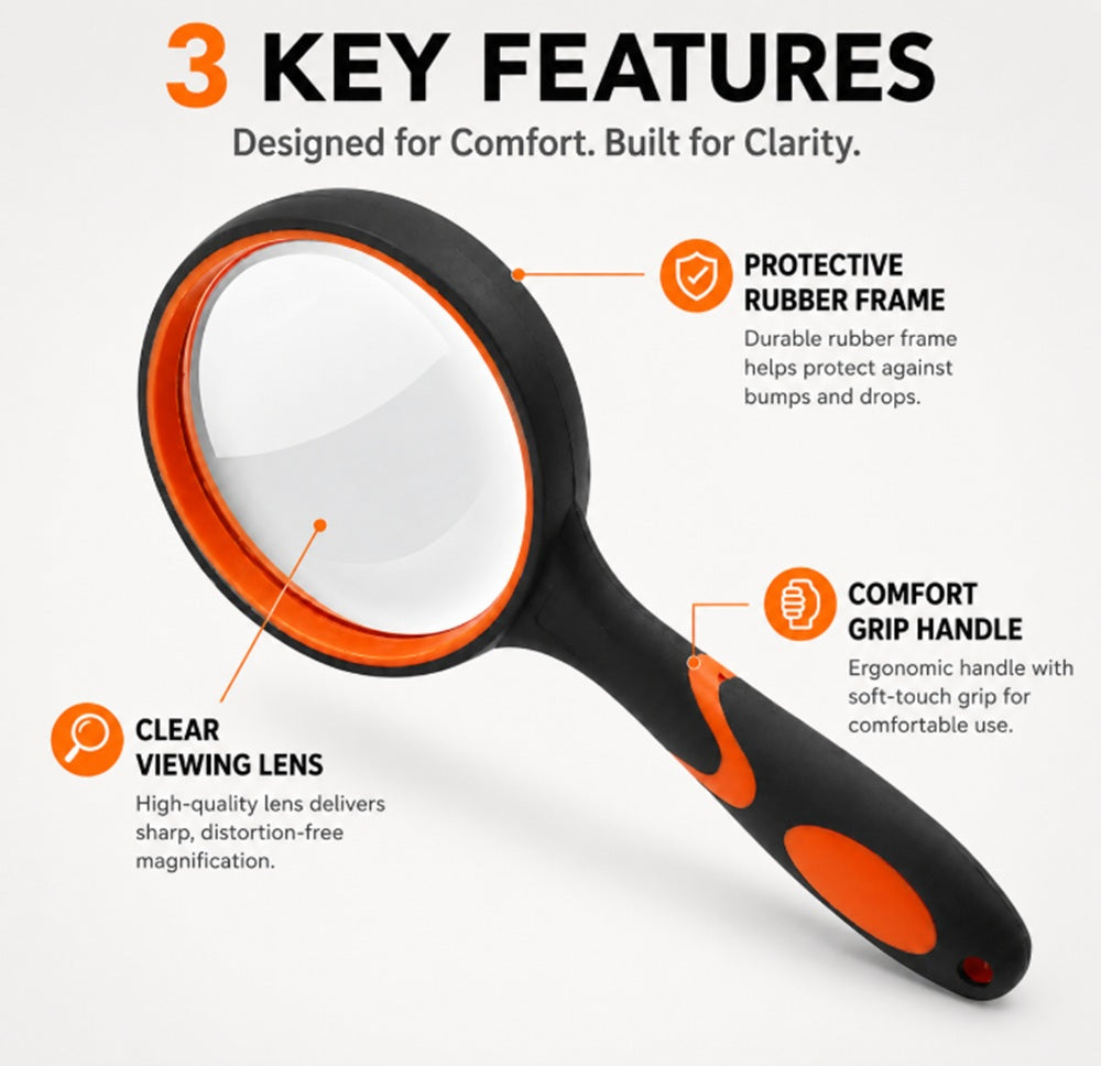 10X Handheld Magnifying Glass, 75mm | TIKA
