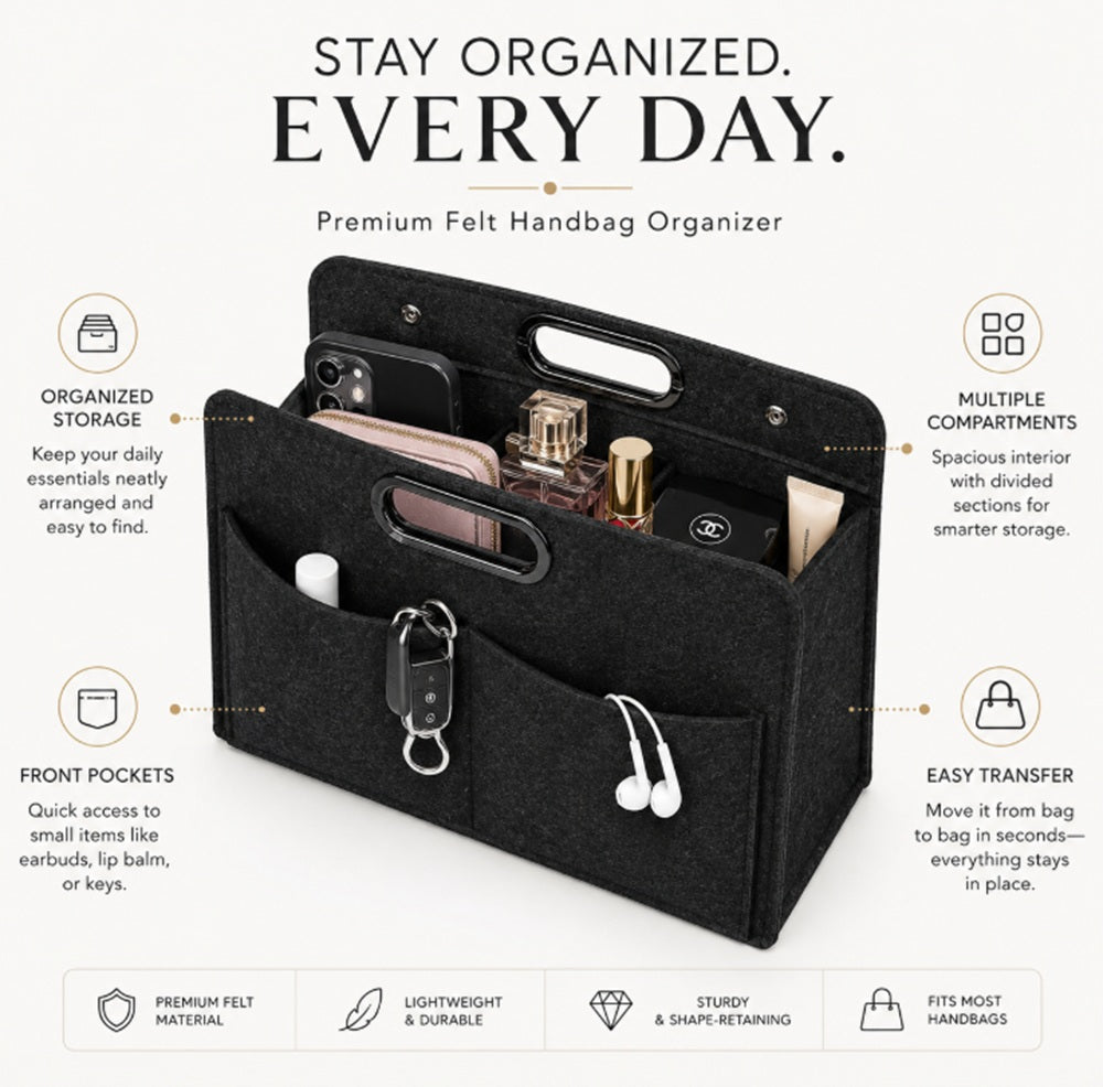 Felt Handbag Organizer Insert with Multiple Pockets | TIKA