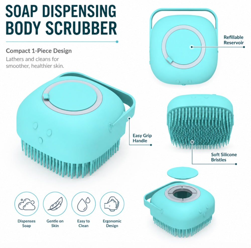 Silicone Bath Brush with Soap Dispenser | TIKA