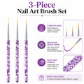 3-Piece Nail Art Dotting & Fine Liner Brush Set | TIKA