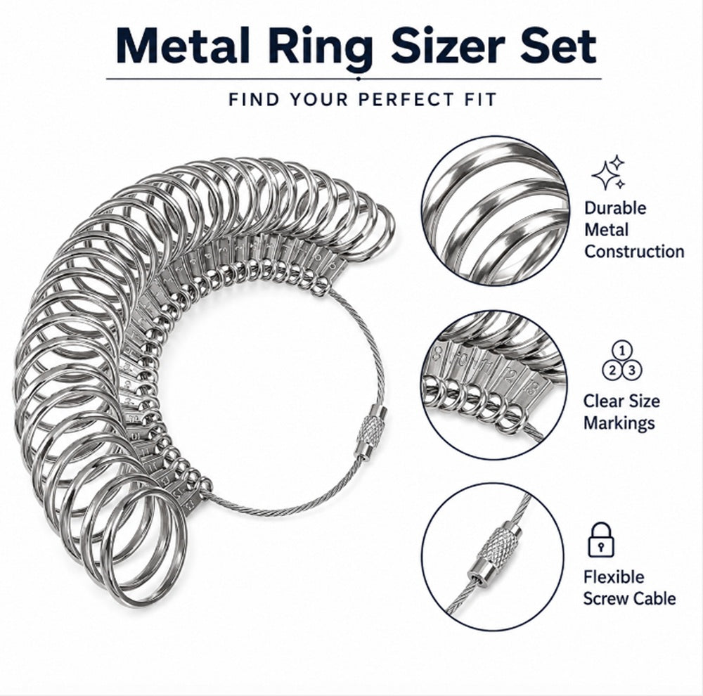Metal Ring Sizer Gauge & Mandrel Measuring Set | TIKA