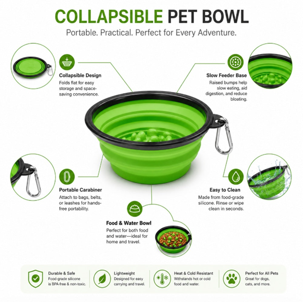 Collapsible Slow Feeder Bowl for Dogs & Cats | TIKA