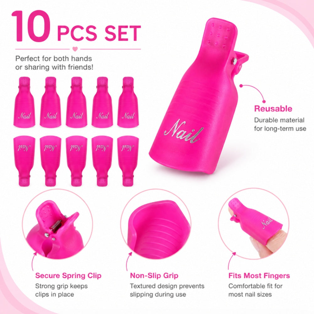 10-Pack Gel Nail Polish Soak-Off Clips | TIKA