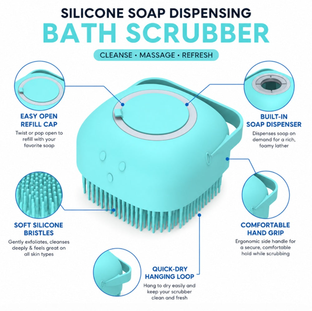 Silicone Bath Brush with Soap Dispenser | TIKA
