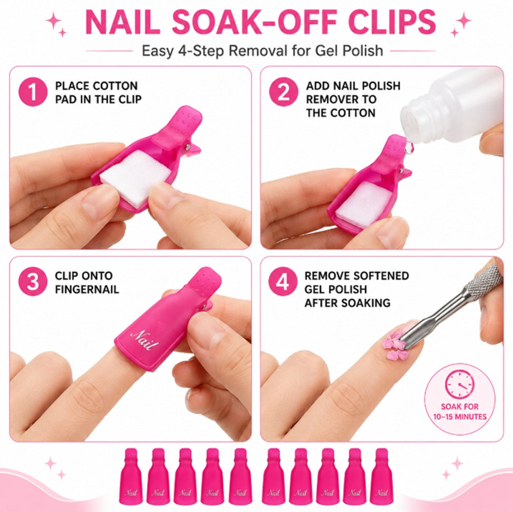 10-Pack Gel Nail Polish Soak-Off Clips | TIKA
