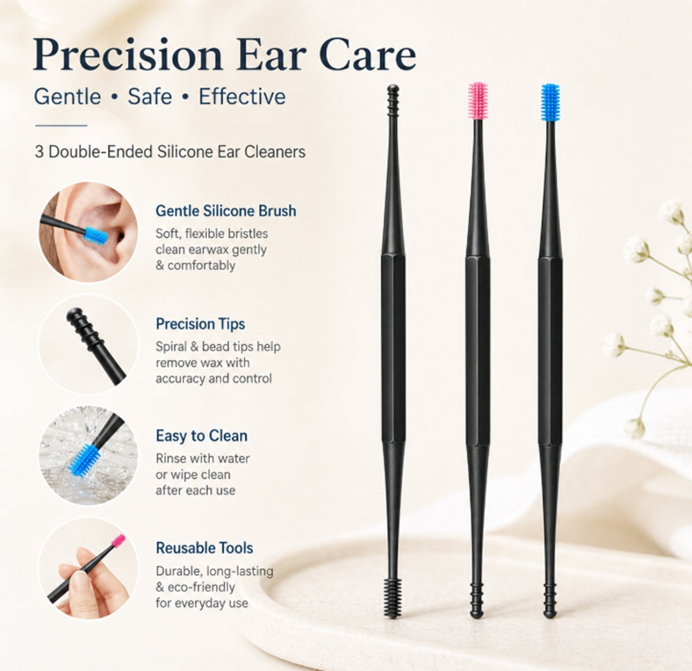 3-Piece Soft Silicone Spiral Ear Cleaner Set | TIKA