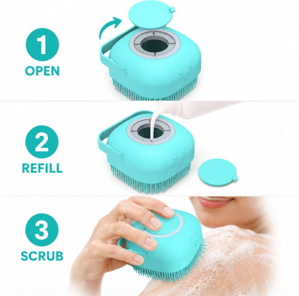 Silicone Bath Brush with Soap Dispenser | TIKA