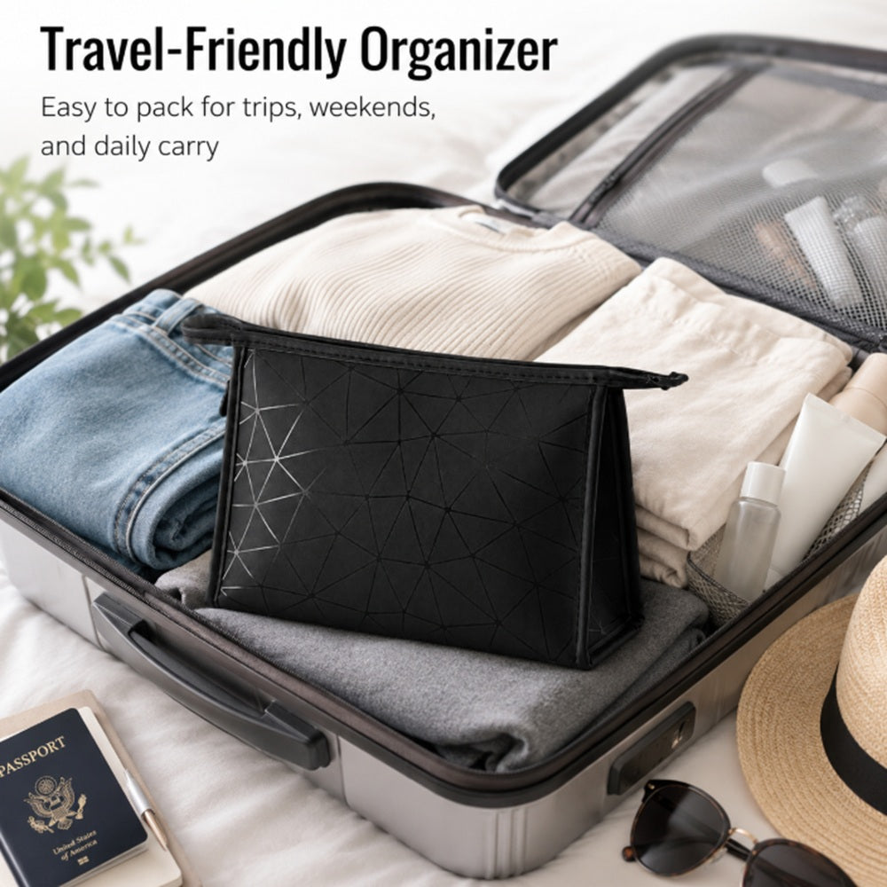 PU Leather Zipper Makeup Bag & Travel Cosmetic Pouch | TIKA