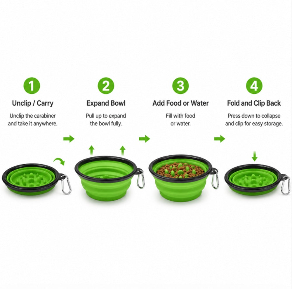 Collapsible Slow Feeder Bowl for Dogs & Cats | TIKA