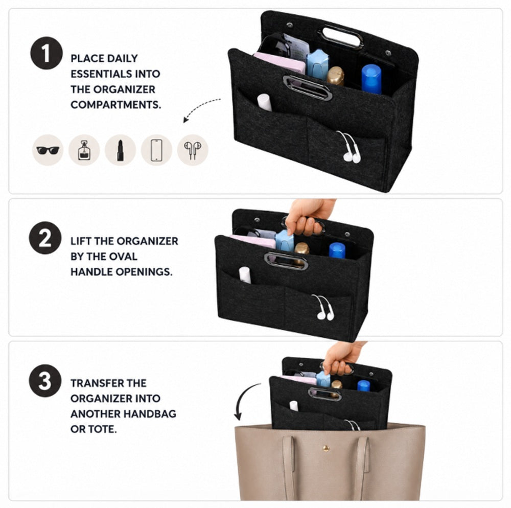 Felt Handbag Organizer Insert with Multiple Pockets | TIKA