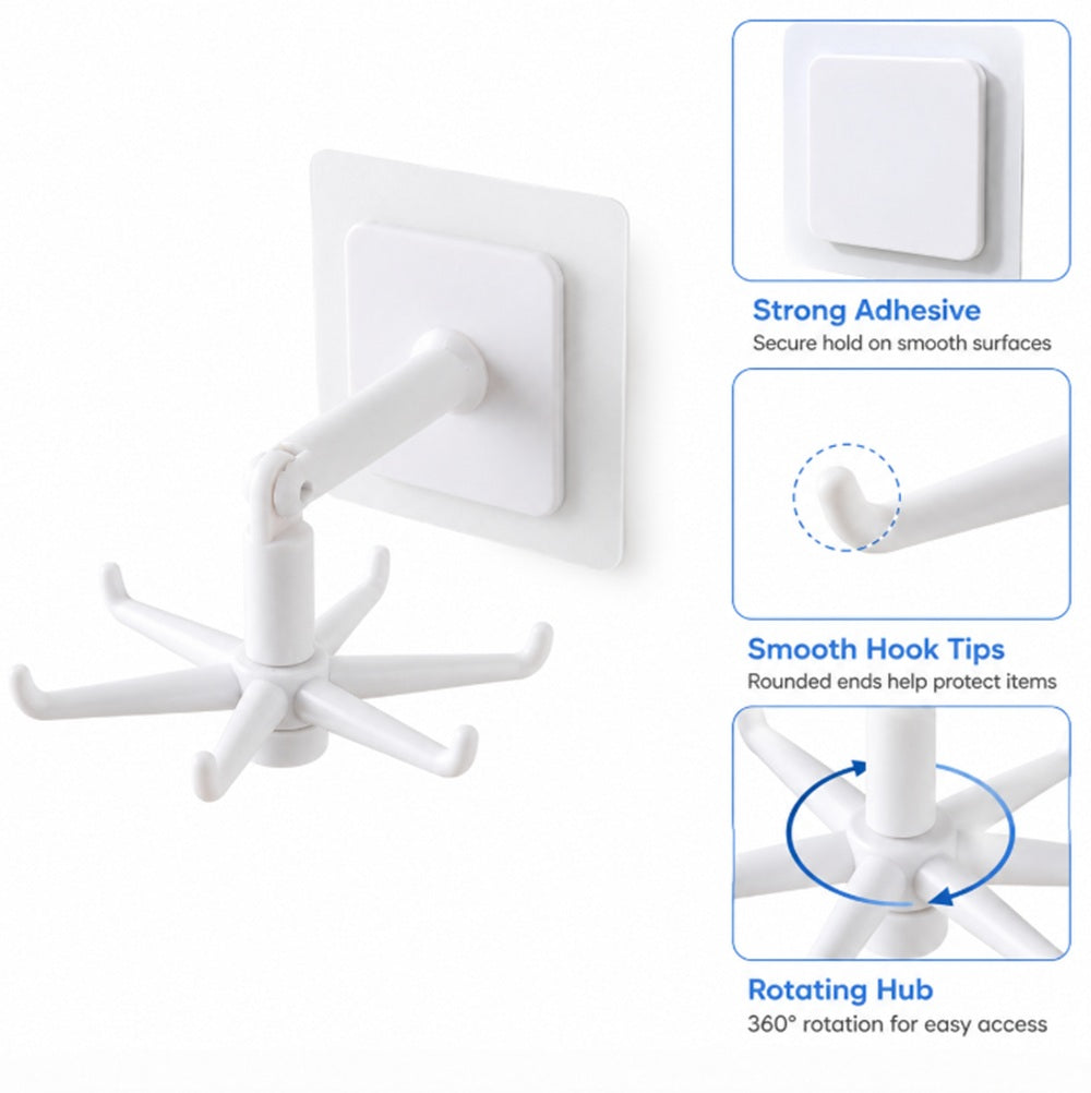 360° Rotating 6-Hook Self-Adhesive Wall Hanger | TIKA