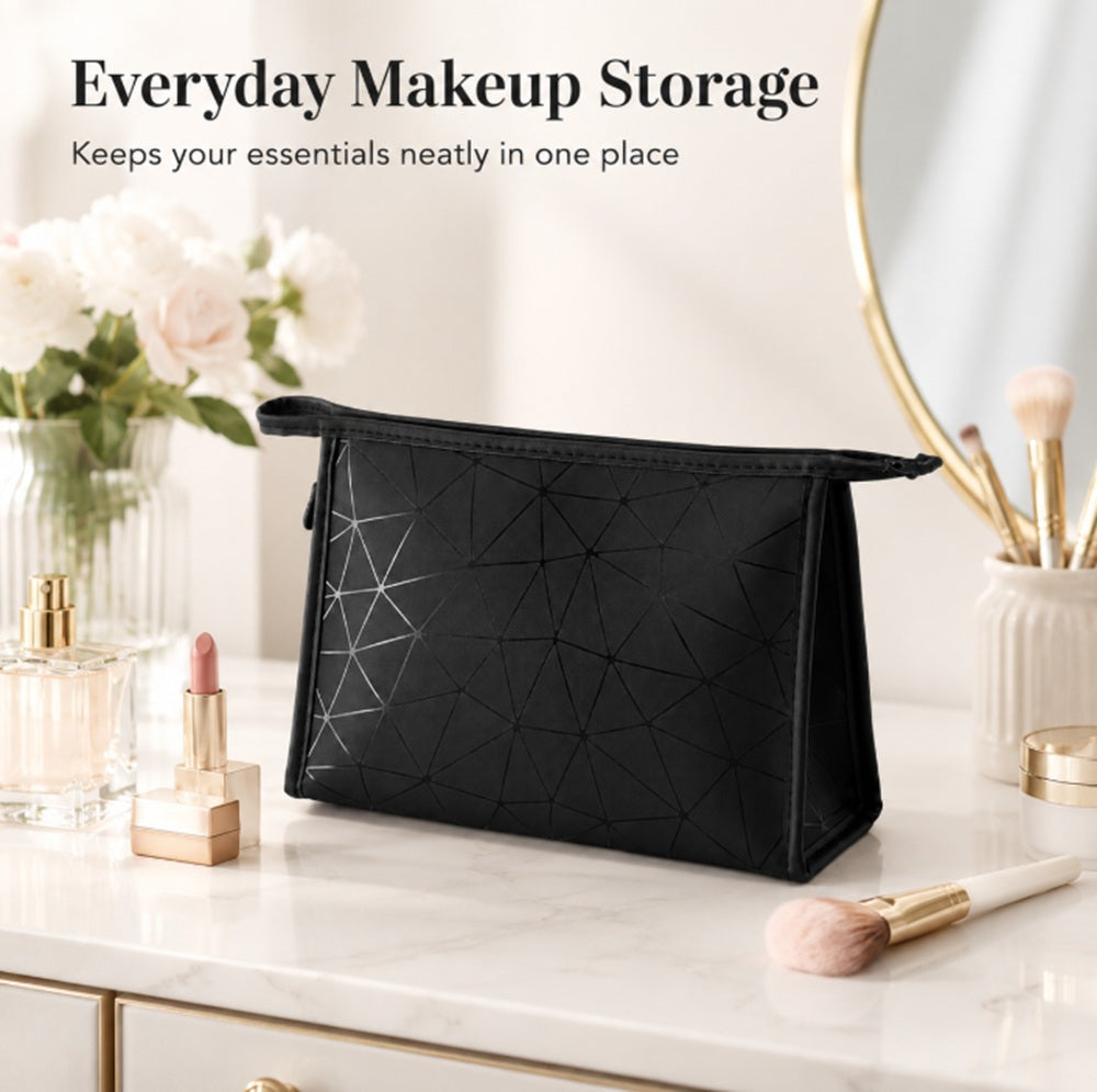 PU Leather Zipper Makeup Bag & Travel Cosmetic Pouch | TIKA
