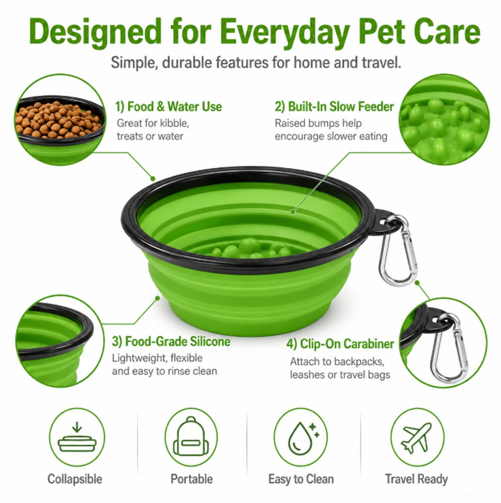 Collapsible Slow Feeder Bowl for Dogs & Cats | TIKA
