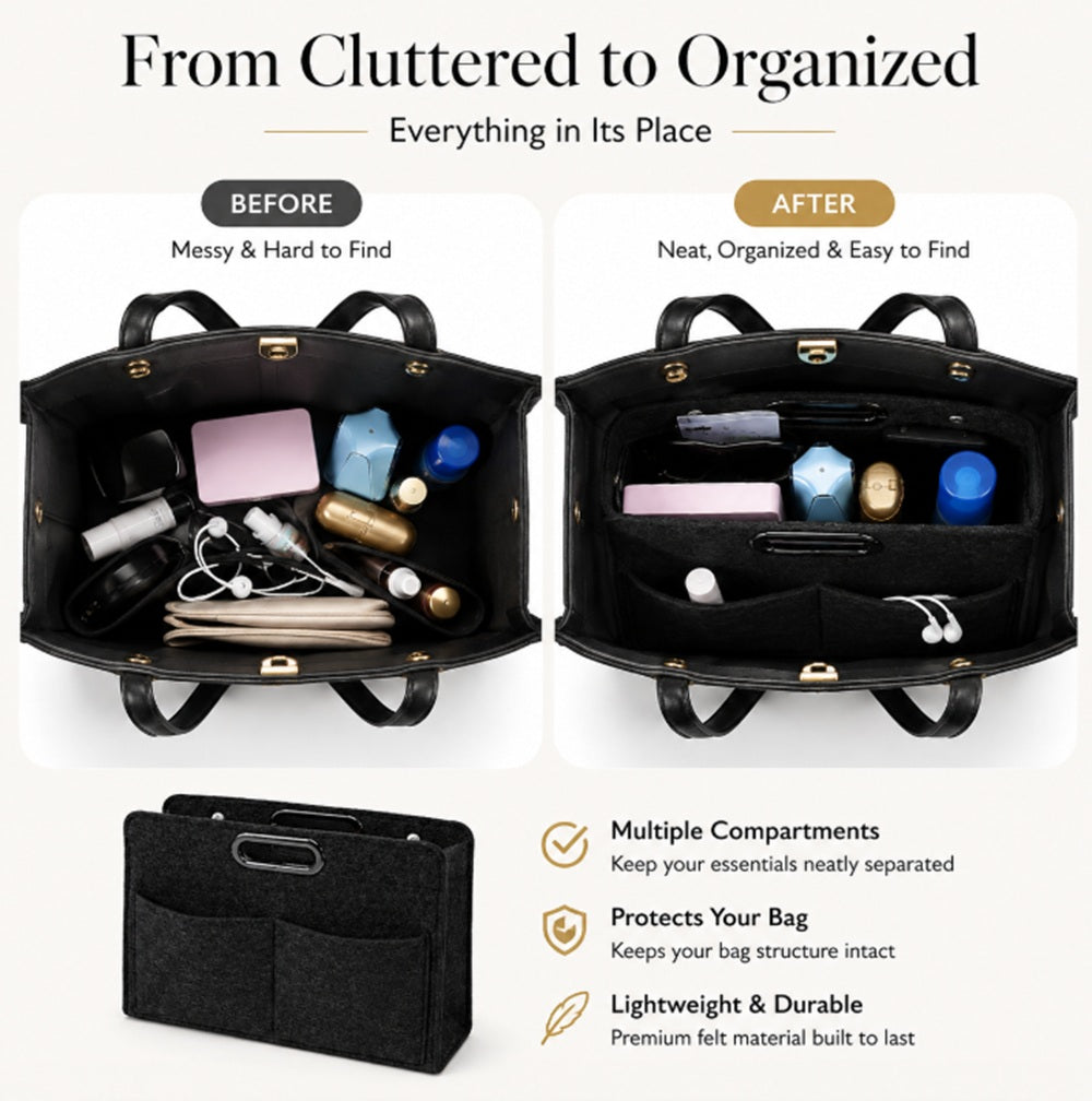Felt Handbag Organizer Insert with Multiple Pockets | TIKA