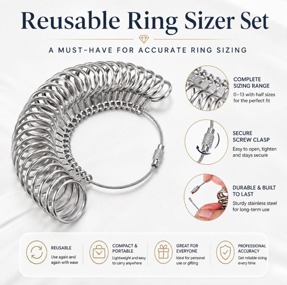 Metal Ring Sizer Gauge & Mandrel Measuring Set | TIKA