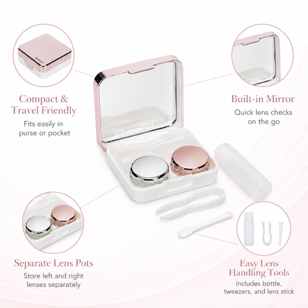 Mini Contact Lens Travel Case Kit with Mirror & Tweezers | TIKA