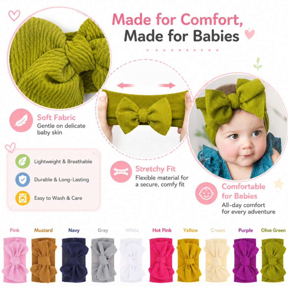 10-Piece Baby Girl Lace Bow & Flower Headband Set | TIKA