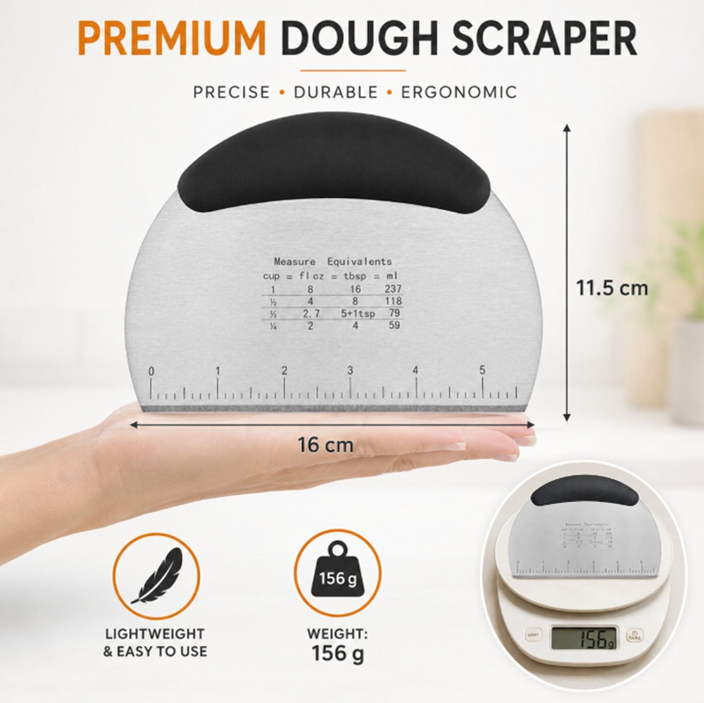 Stainless Steel Dough Cutter & Bench Scraper with Handle – TIKA