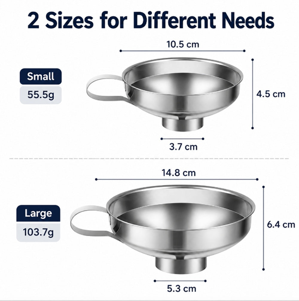 2-Piece Stainless Steel Canning Funnel Set for Wide-Mouth Mason Jars | TIKA