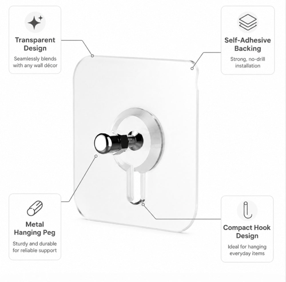 30-Pack Self-Adhesive No-Drill Wall Hooks | TIKA