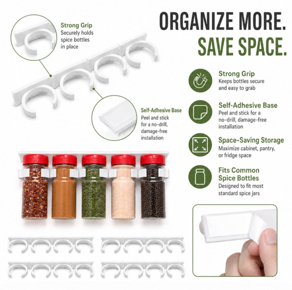 20-Clip Cabinet Door Spice Rack Organizer | TIKA