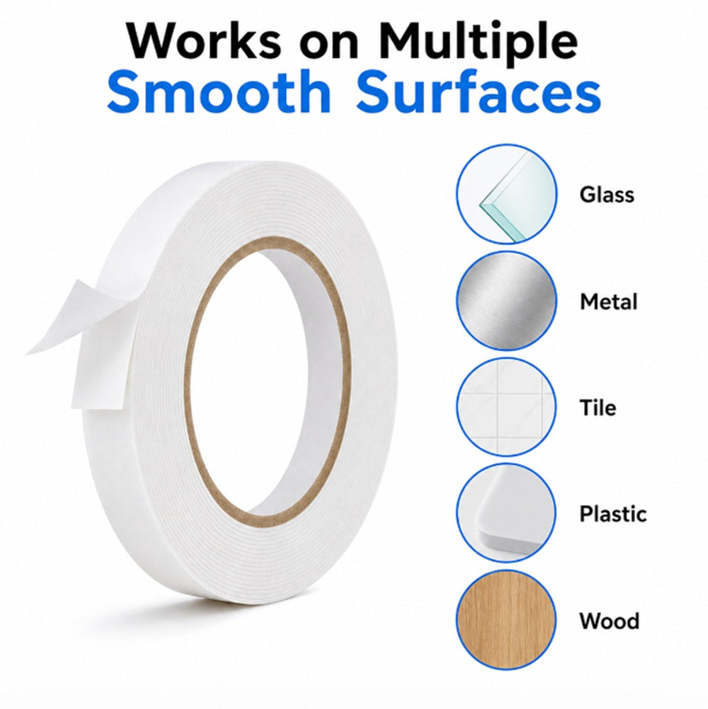 Heavy-Duty Double-Sided Mounting Tape, 0.4 in × 164 ft | TIKA
