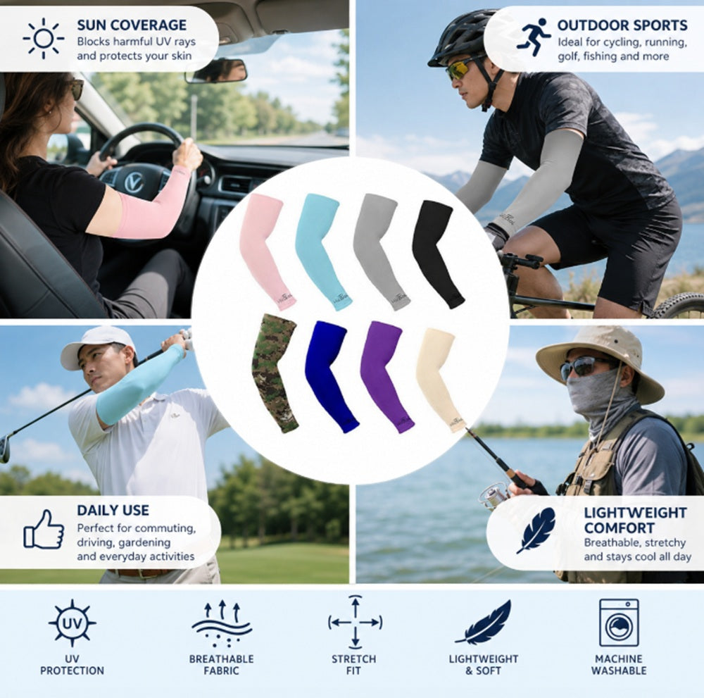 8-Pair Cooling Arm Sleeves for Outdoor Sports | TIKA