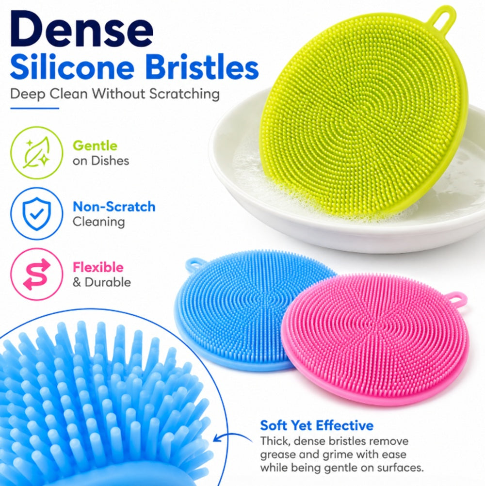 3-Piece Silicone Dishwashing Brush Set | TIKA