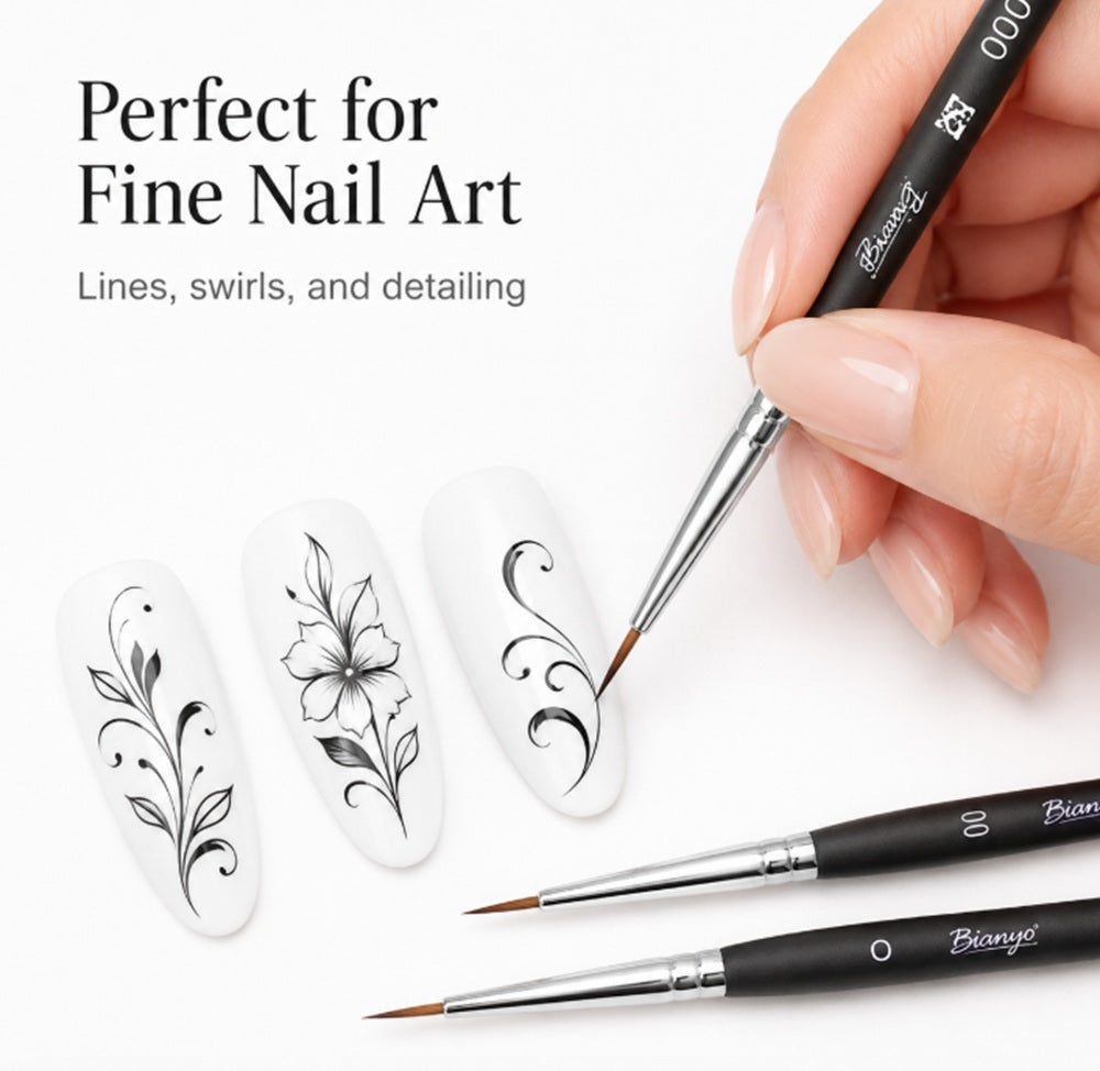3-Piece Nail Art Dotting & Fine Liner Brush Set | TIKA