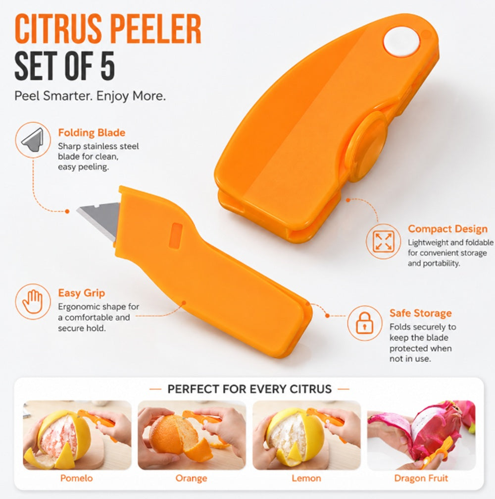 5-Piece Citrus Peeler Set for Oranges & Lemons | TIKA