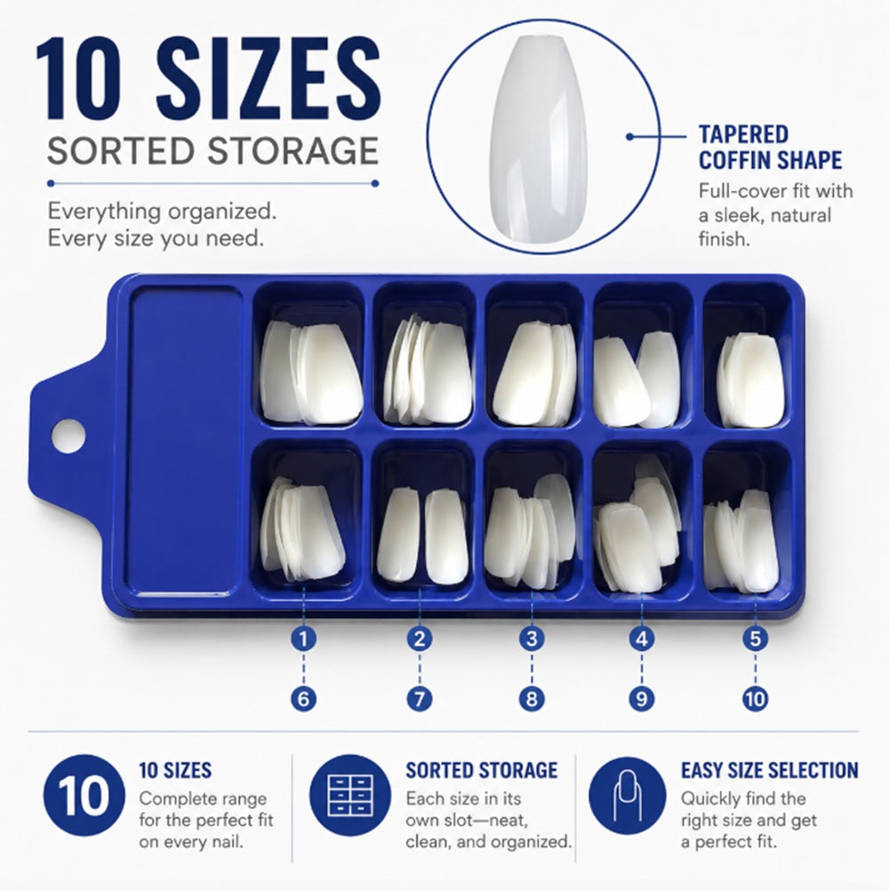 100-Pack French Half-Cover Nail Tips | TIKA